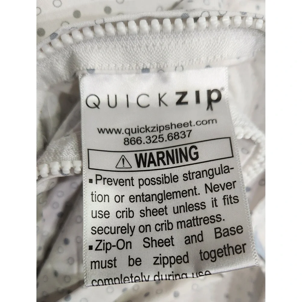 Quick‎ Zip Crib Sheet Set 100% Cotton Fitted Toddler Bedding 1 base 2 sheets